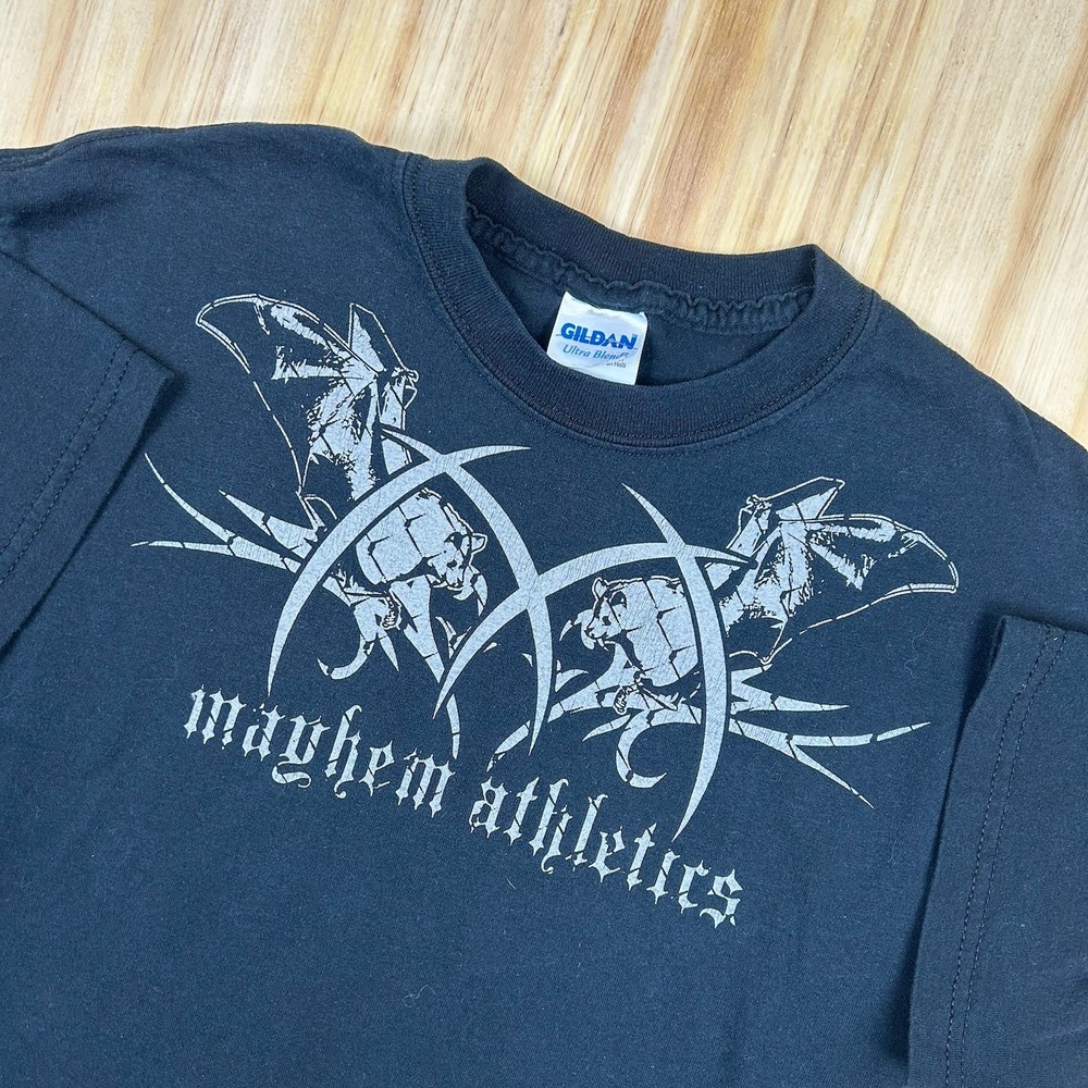 Mayhem Athletics Y2K Style Grunge Metal Music T shirt Black Short Sleeve‎ M